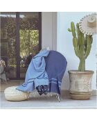 Zweifarbige Fouta Jeans aus Amalfi-Baumwolle blau/blau - 100x200 cm