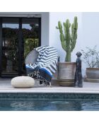 Fouta tricolore en Coton Arcachon  vert kaki/noir/bleu - 100x200 cm