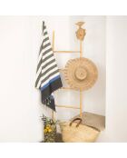 Fouta tricolore en Coton Arcachon  vert kaki/noir/bleu - 100x200 cm