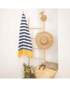 Fouta jeans in cotone tricolore Arcachon blu/giallo/blu - 100x200 cm