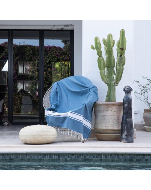 St Tropez Baumwollfouta orangeblau - 100x200 cm