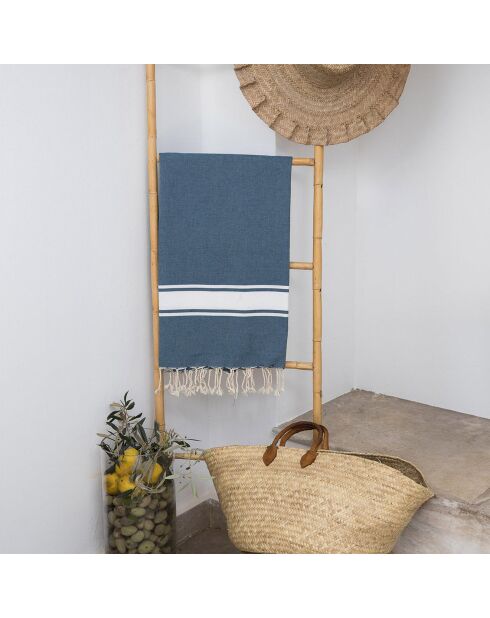 St Tropez Baumwollfouta orangeblau - 100x200 cm