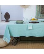 Nappe en Coton & 8 Serviettes Mahdia vert d'eau - 180x350 cm