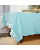 Nappe en Coton & 8 Serviettes Mahdia vert d'eau - 180x350 cm