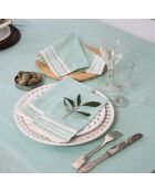 Nappe en Coton & 8 Serviettes Mahdia vert d'eau - 180x350 cm