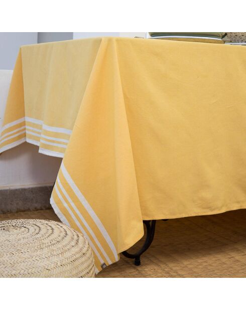 Mahdia mosterdgeel katoenen tafelkleed en 8 servetten - 180x350 cm