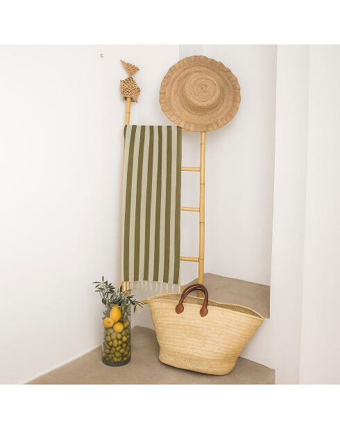 Olivgrüne Capri-Jacquard-Fouta - 100x200 cm