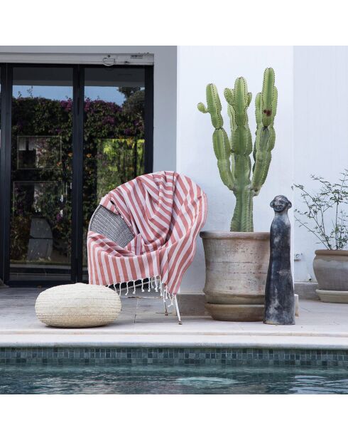 Capri Fouta aus rotem Tomette-Jacquard - 100x200 cm