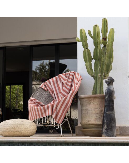 Capri Fouta aus rotem Tomette-Jacquard - 100x200 cm