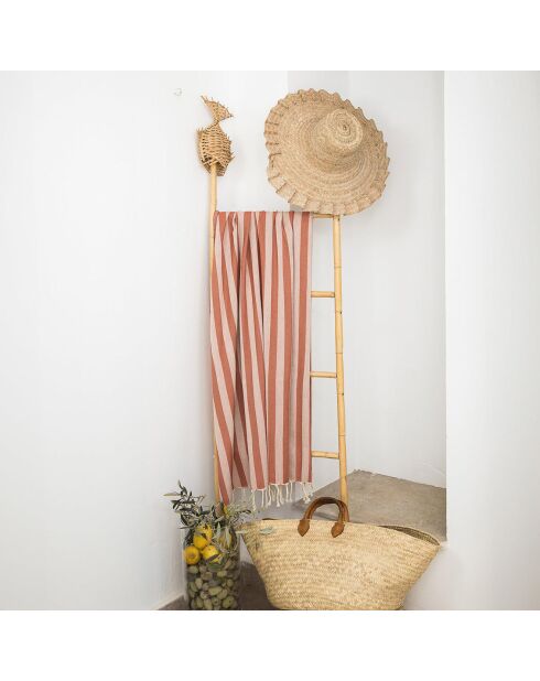Capri Fouta aus rotem Tomette-Jacquard - 100x200 cm