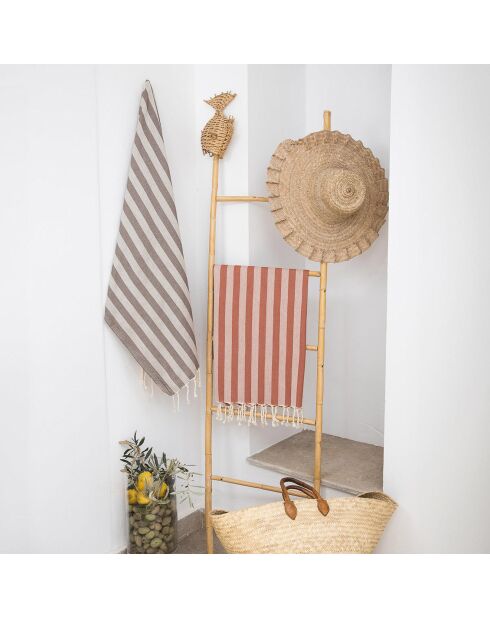 Capri Fouta aus rotem Tomette-Jacquard - 100x200 cm