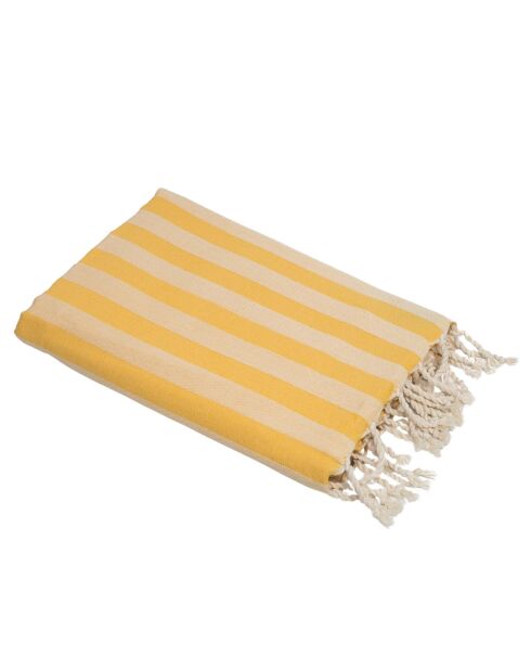 Fouta jacquard Capri jaune moutarde - 100x200 cm