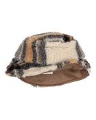 Chapeau à Carreaux Façon Fourrure écru