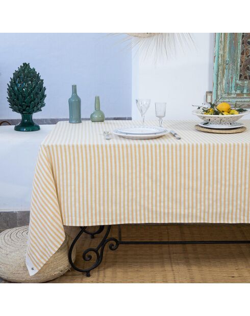 Nappe en Coton Hossegor jaune moutarde - 180x300 cm