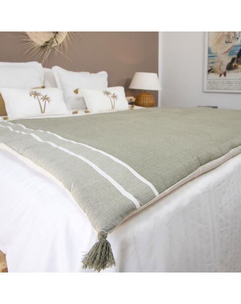 Edredon en Coton Stockholm  vert olive - 90x190 cm