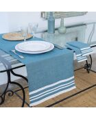 Chemin de table en Coton Mahdia bleu pétrole - 50x150 cm