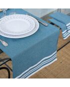 Chemin de table en Coton Mahdia bleu pétrole - 50x150 cm