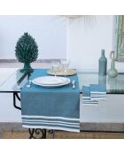 Chemin de table en Coton Mahdia bleu pétrole - 50x150 cm