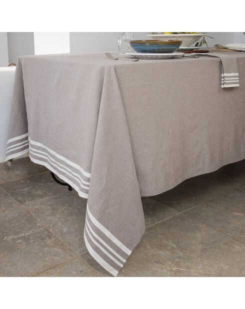 Mantel Mahdia de algodón marrón - 180x350 cm
