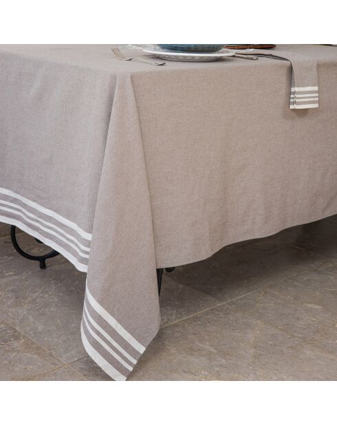 Mantel Mahdia de algodón marrón - 180x350 cm