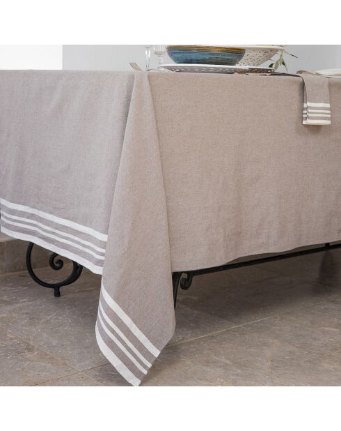 Mantel Mahdia de algodón marrón - 180x350 cm