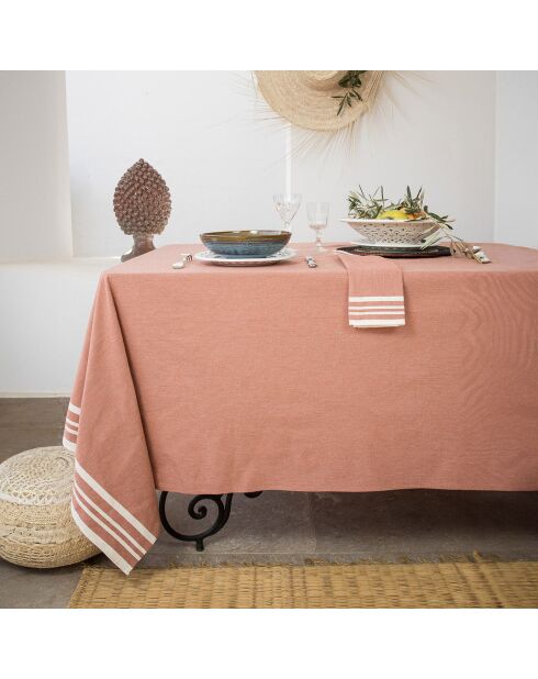 Mantel Mahdia de algodón rojo tomette - 180x350 cm