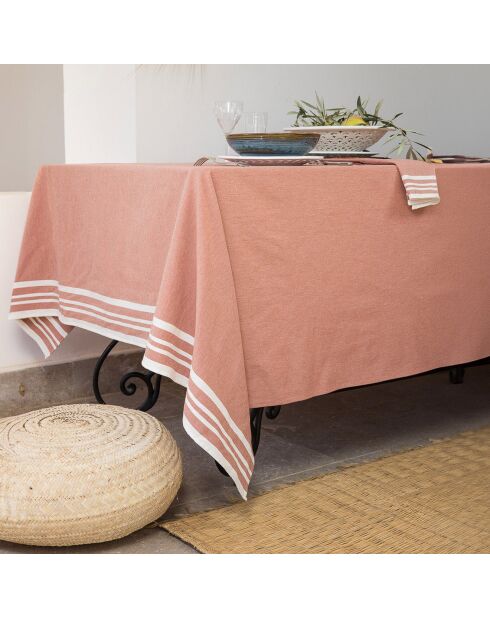 Mantel Mahdia de algodón rojo tomette - 180x350 cm