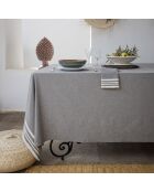 Mantel Mahdia de algodón gris medio - 180x350 cm