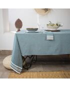 Mantel Mahdia de algodón azul petróleo - 180x350 cm