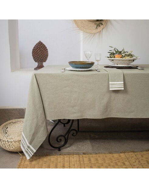 Mantel Mahdia de algodón verde oliva