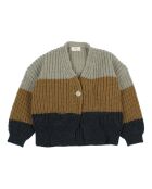 Cardigan en Laine mélangée Bicolore bleu nuit/marron