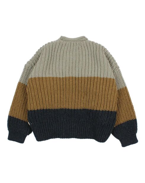 Cardigan en Laine mélangée Bicolore bleu nuit/marron