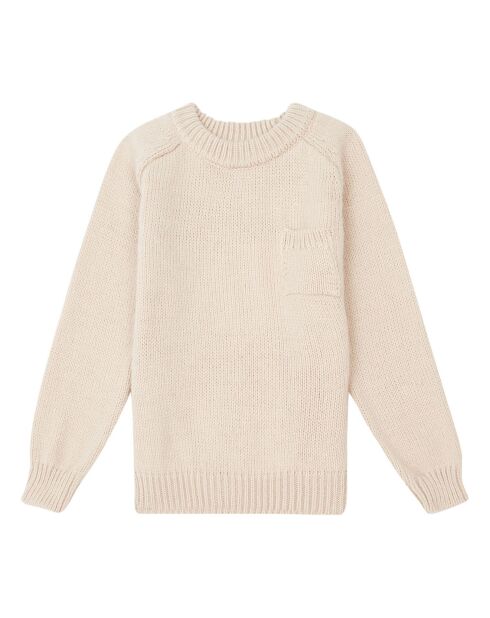 Pull Poche en Laine mélangée écru