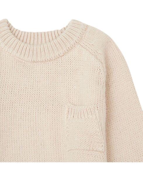 Pull Poche en Laine mélangée écru