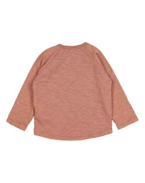 T-Shirt en Coton Bio Flammé Poche Bébé camel