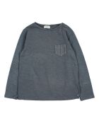T-Shirt en Coton Bio Flammé Poche bleu nuit