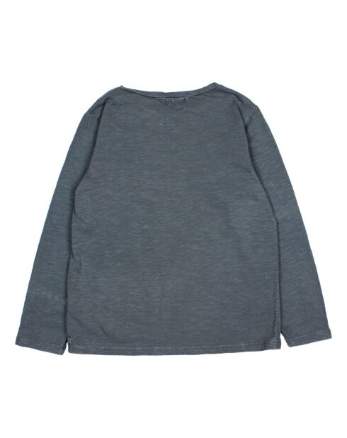 T-Shirt en Coton Bio Flammé Poche bleu nuit