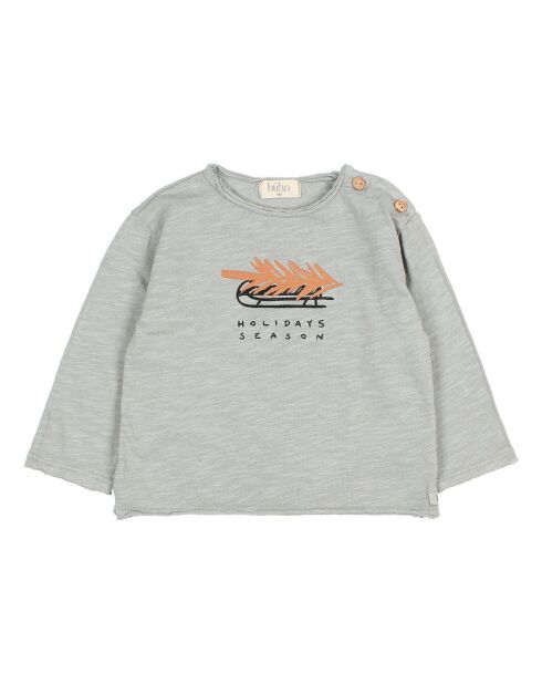 T-Shirt en Coton Bio Flammé Holidays bleu gris