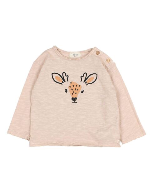 T-Shirt en Coton Bio Flammé Faon sable