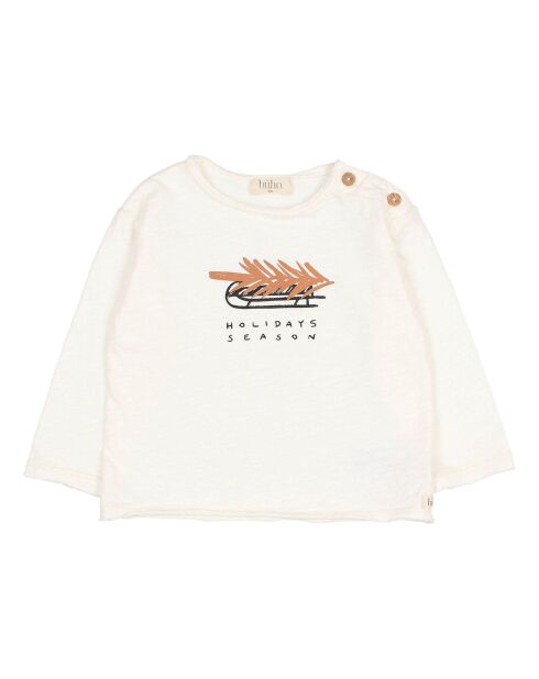 T-Shirt en Coton Bio Flammé Holidays écru