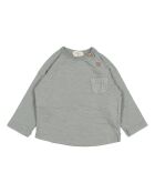 T-Shirt en Coton Bio Flammé Poche Bébé bleu gris
