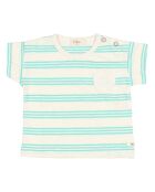 T-shirt Rayé en Coton Flammé Bébé bleu vert