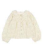 Blouse Gaze de Coton Bio Boutonnée à Pois écrue