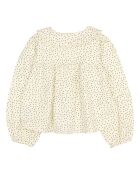 Blouse Gaze de Coton Bio Boutonnée à Pois écrue