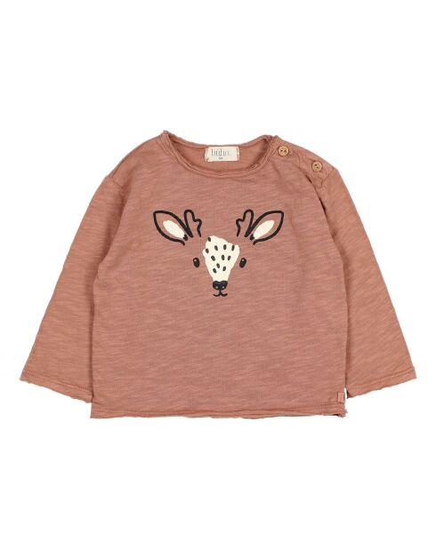 T-Shirt en Coton Bio Flammé Faon camel