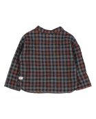 Kurta à Carreaux en Gaze de Coton gris anthracite