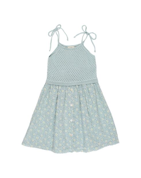 Robe Maille Fleurie bleue
