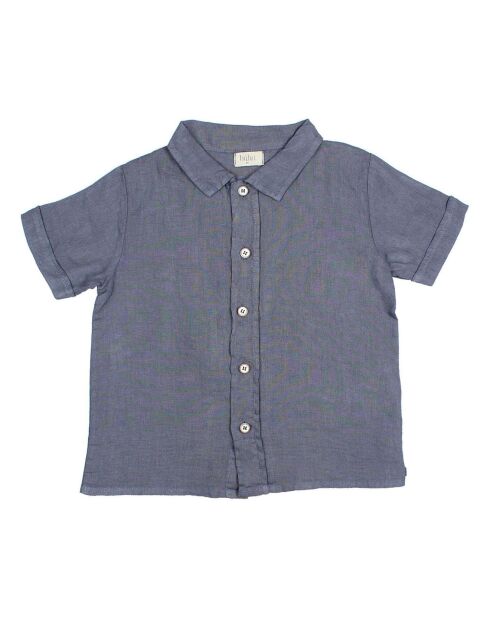 Chemise Unie 100% Lin bleu marine