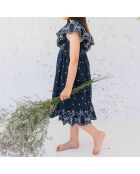 Robe Brodée Mousseline bleu nuit
