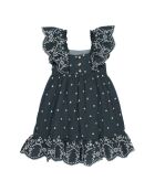 Robe Brodée Mousseline bleu nuit